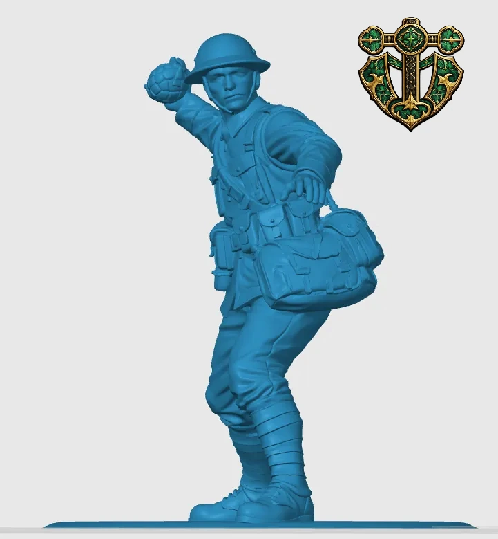 Vista 4 de WW1 British Soldier Throwing a Grenade